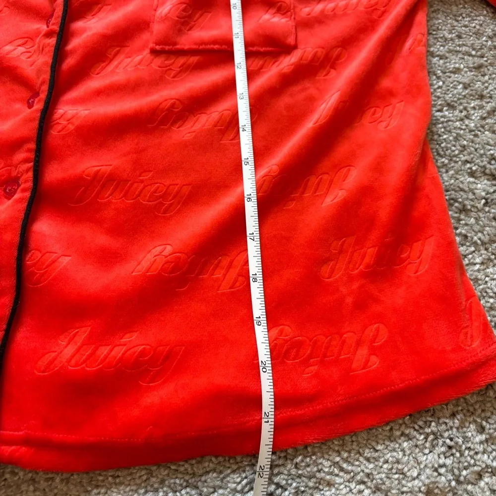 Juicy Couture Logo Embossed Vibrant Red Plush Velour Pajama Top Women’s Medium